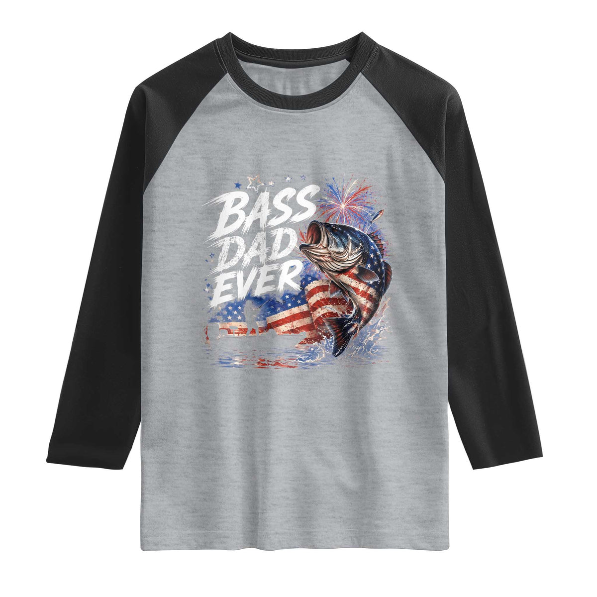 Bass Dad Ever Fishing Raglan Shirt Patriotic Dad Birthday 4th Of July Gifts