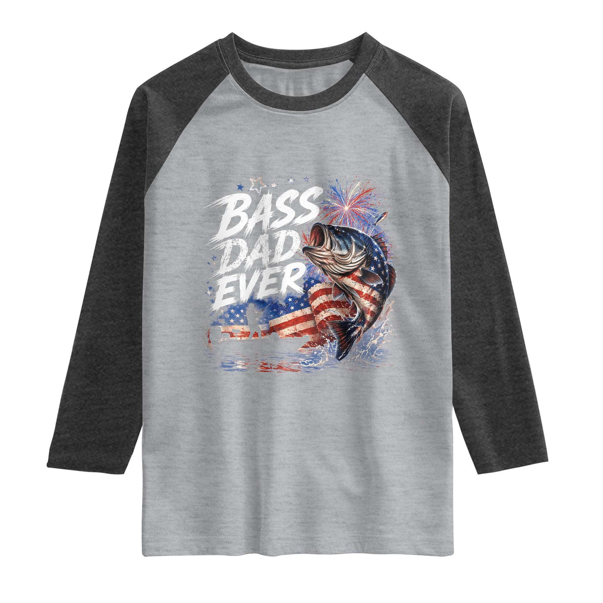 Bass Dad Ever Fishing Raglan Shirt Patriotic Dad Birthday 4th Of July Gifts