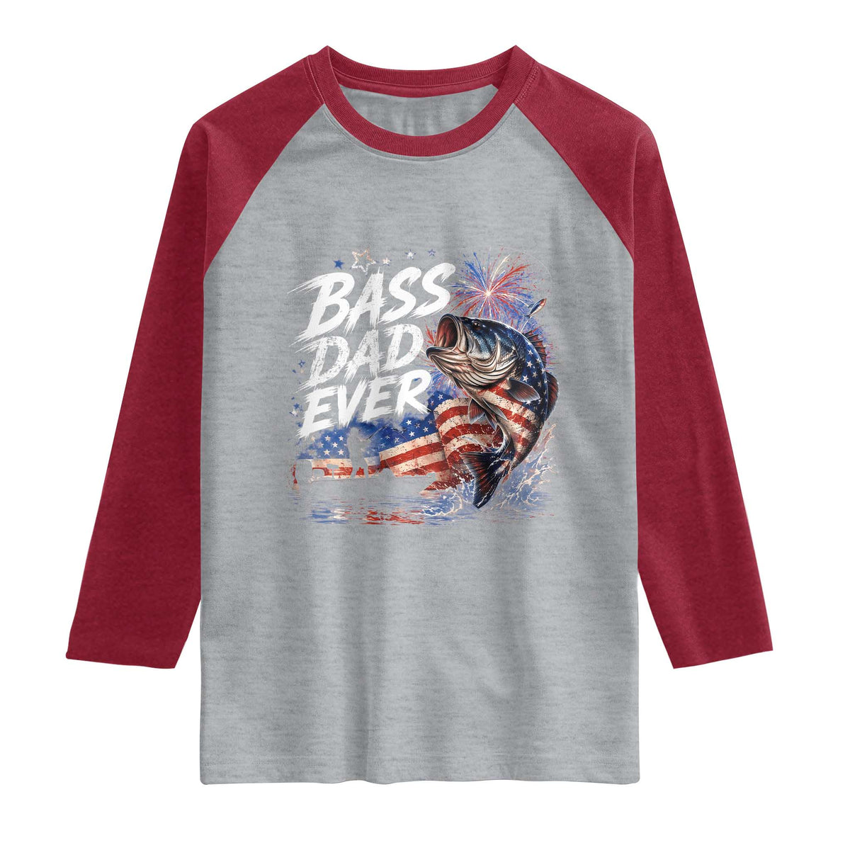 Bass Dad Ever Fishing Raglan Shirt Patriotic Dad Birthday 4th Of July Gifts