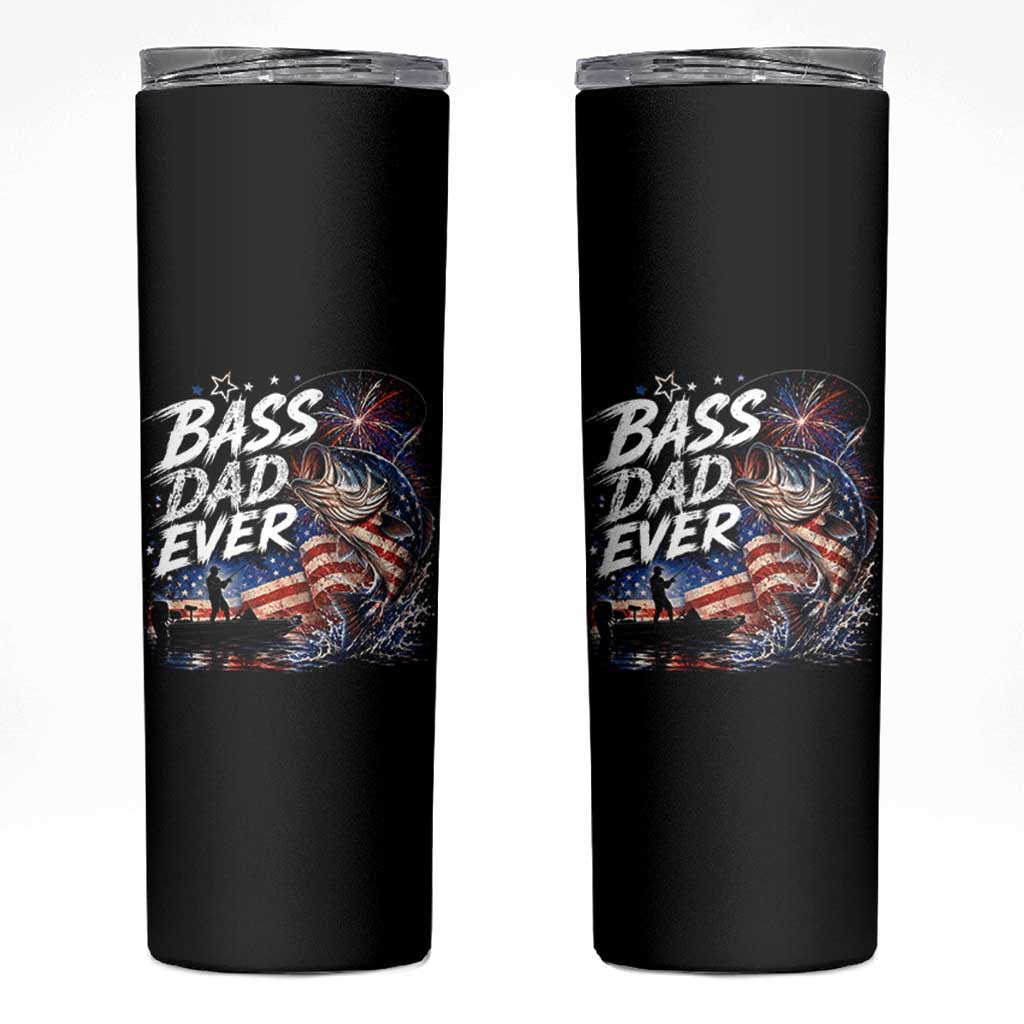 Bass Dad Ever Fishing Skinny Tumbler Patriotic Dad Birthday 4th Of July Gifts