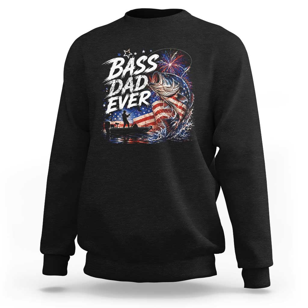 Bass Dad Ever Fishing Sweatshirt Patriotic Dad Birthday 4th Of July Gifts