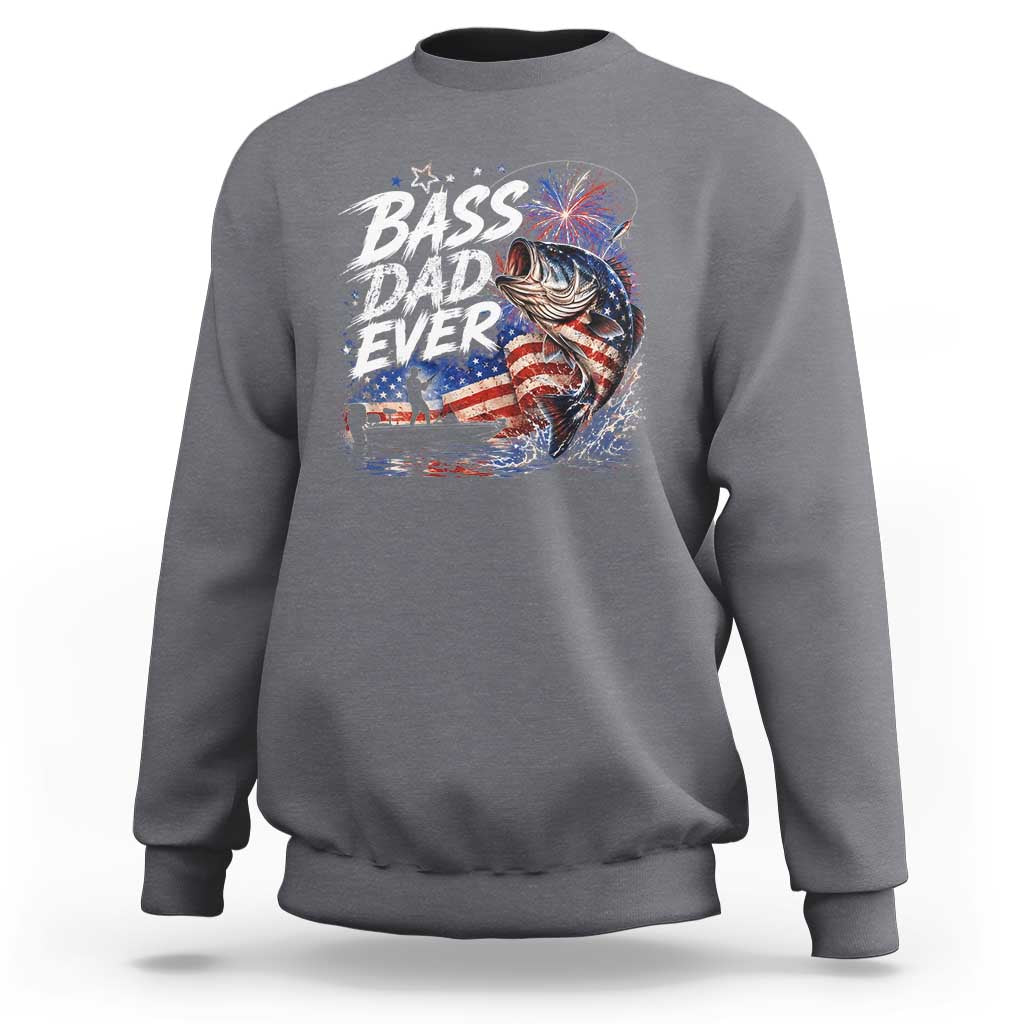 Bass Dad Ever Fishing Sweatshirt Patriotic Dad Birthday 4th Of July Gifts