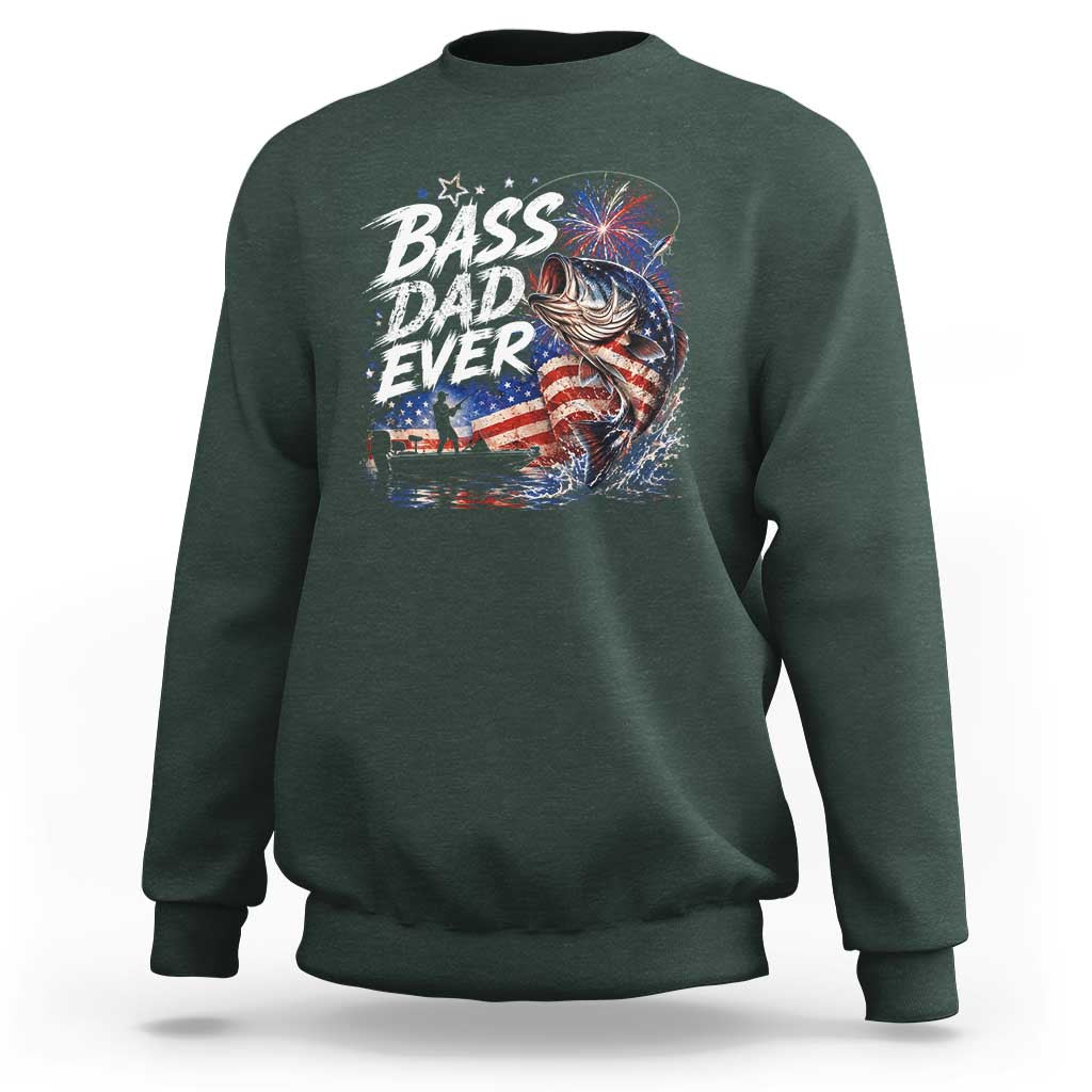 Bass Dad Ever Fishing Sweatshirt Patriotic Dad Birthday 4th Of July Gifts