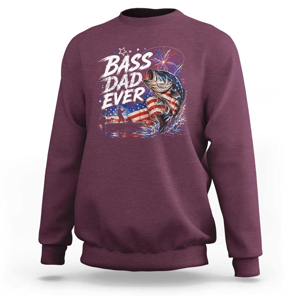 Bass Dad Ever Fishing Sweatshirt Patriotic Dad Birthday 4th Of July Gifts