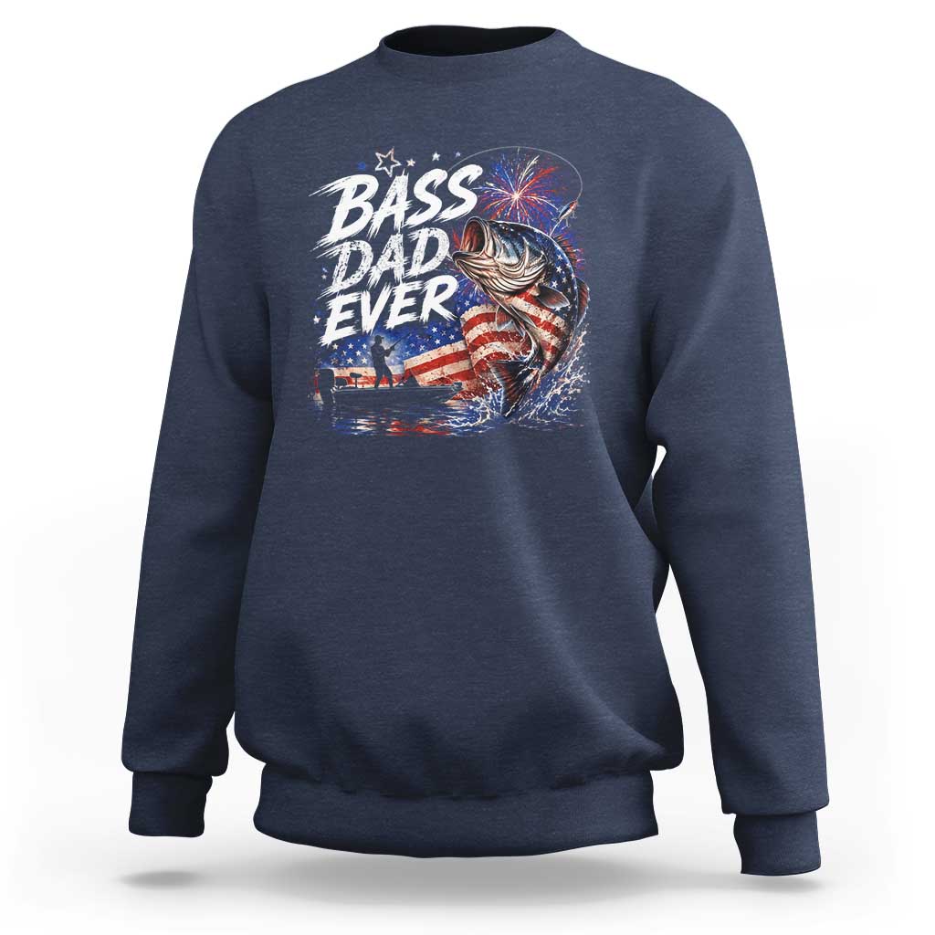 Bass Dad Ever Fishing Sweatshirt Patriotic Dad Birthday 4th Of July Gifts