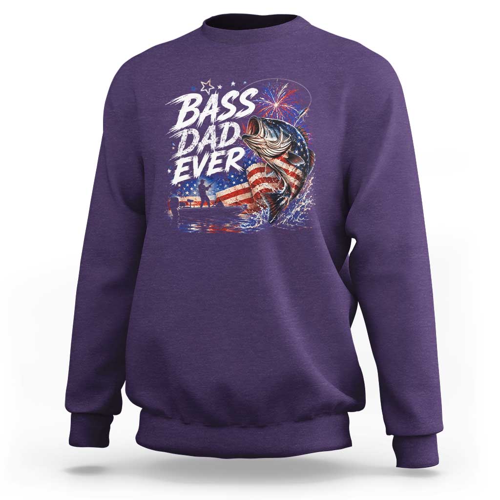 Bass Dad Ever Fishing Sweatshirt Patriotic Dad Birthday 4th Of July Gifts