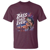 Bass Dad Ever Fishing T Shirt Patriotic Dad Birthday 4th Of July Gifts