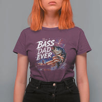 Bass Dad Ever Fishing T Shirt For Women Patriotic Dad Birthday 4th Of July Gifts