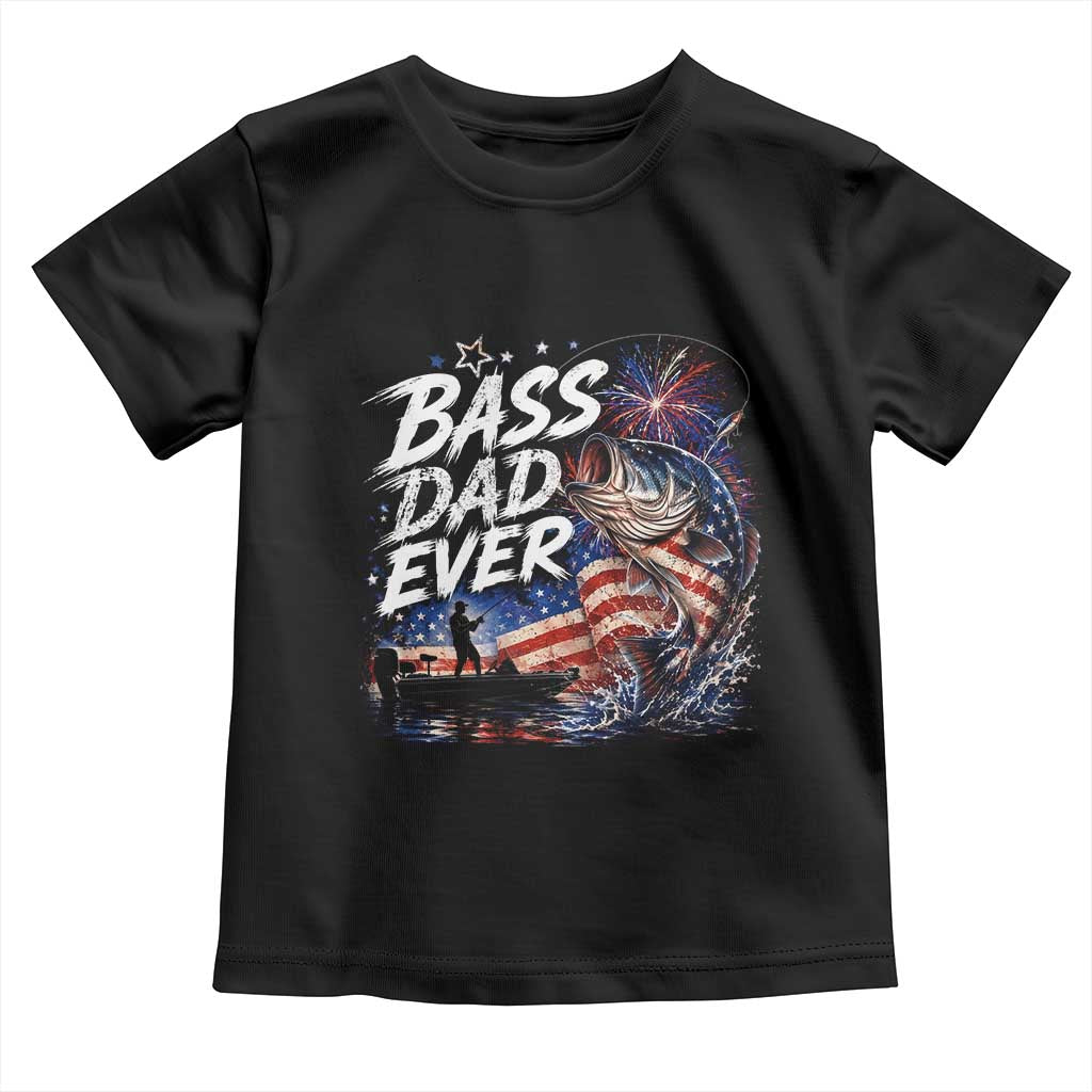 Bass Dad Ever Fishing Toddler T Shirt Patriotic Dad Birthday 4th Of July Gifts