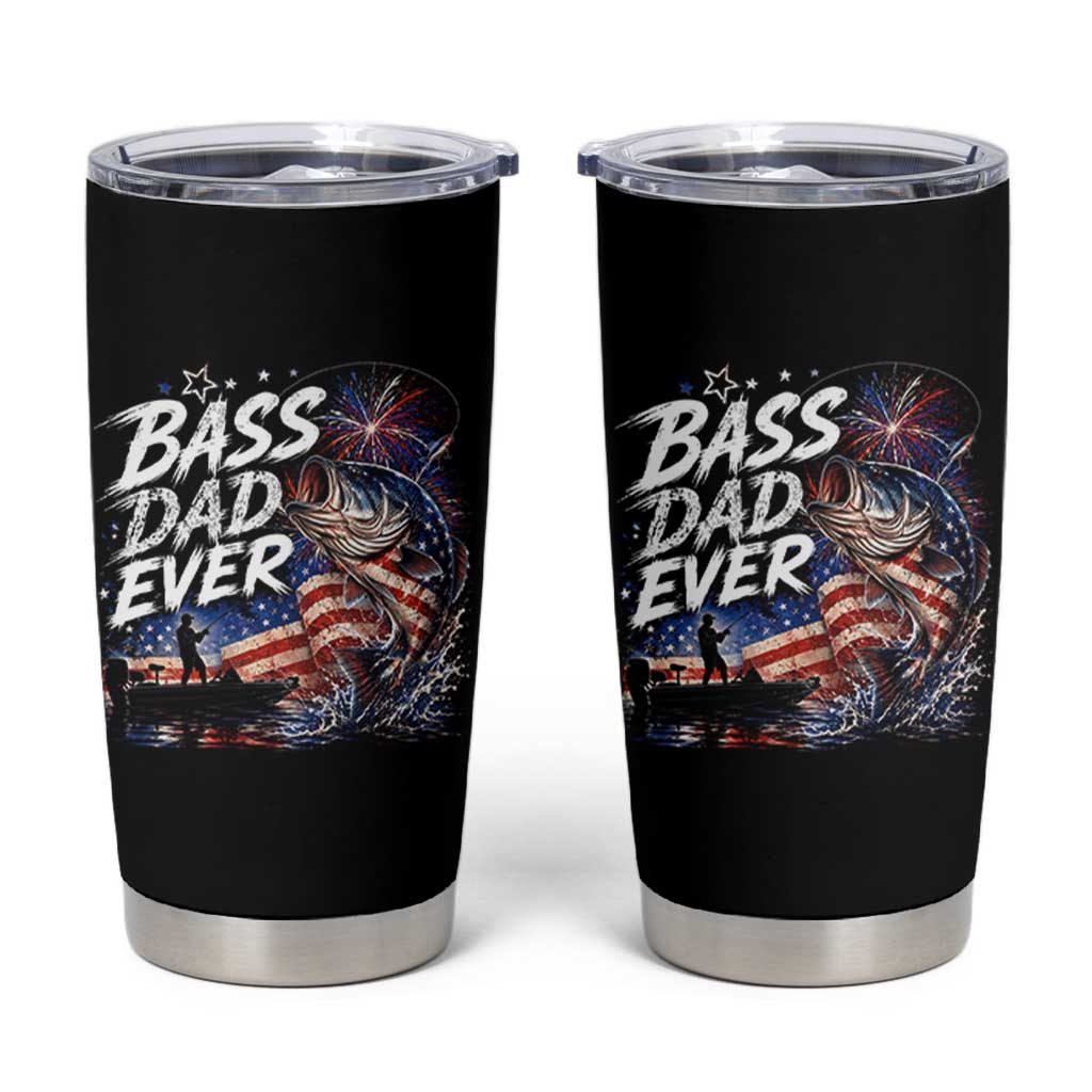 Bass Dad Ever Fishing Tumbler Cup Patriotic Dad Birthday 4th Of July Gifts