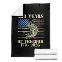 America 250th Bass Fishing American Flag Throw Blanket