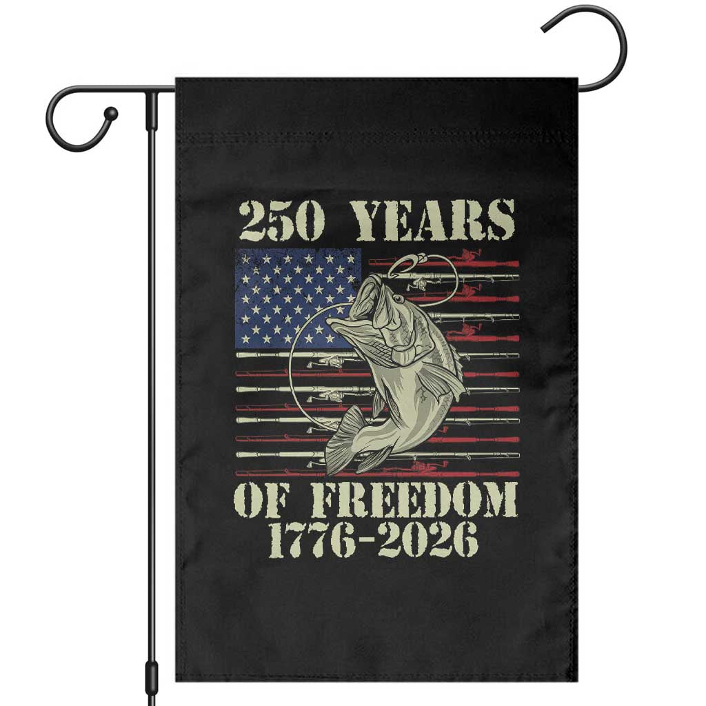 America 250th Bass Fishing American Flag Garden Flag