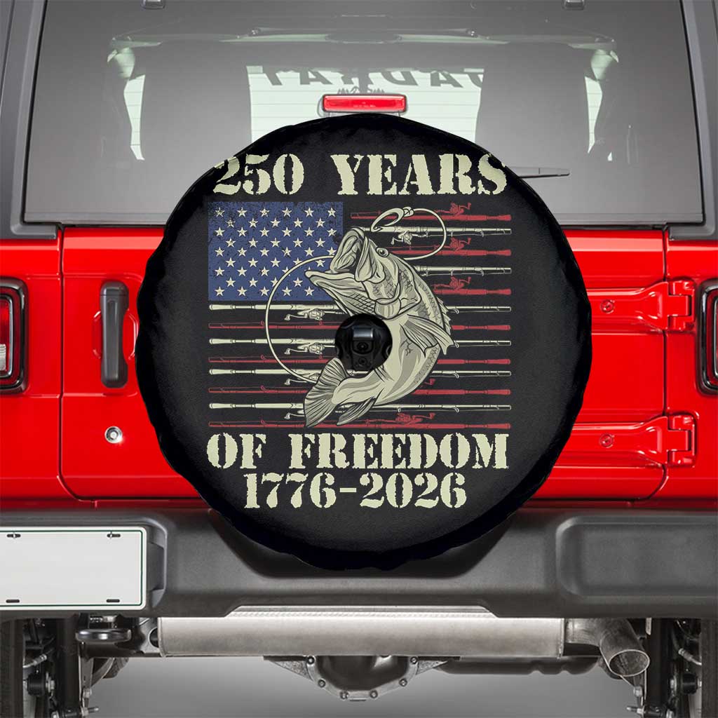 America 250th Bass Fishing American Flag Spare Tire Cover