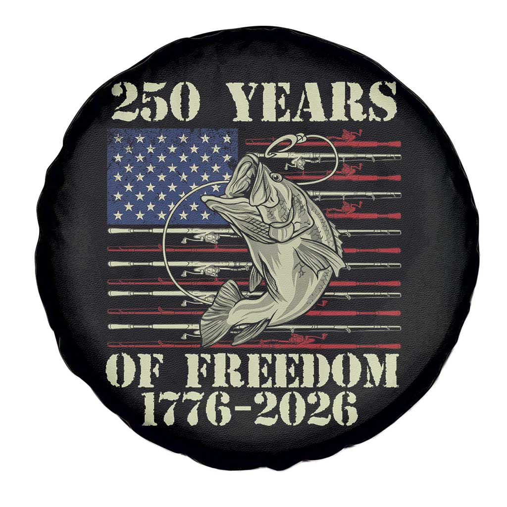 America 250th Bass Fishing American Flag Spare Tire Cover