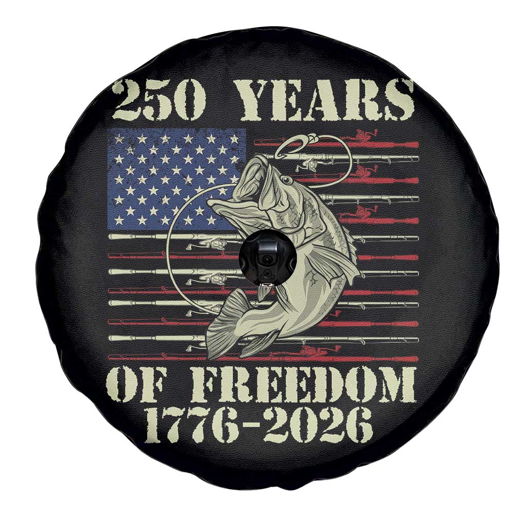 America 250th Bass Fishing American Flag Spare Tire Cover