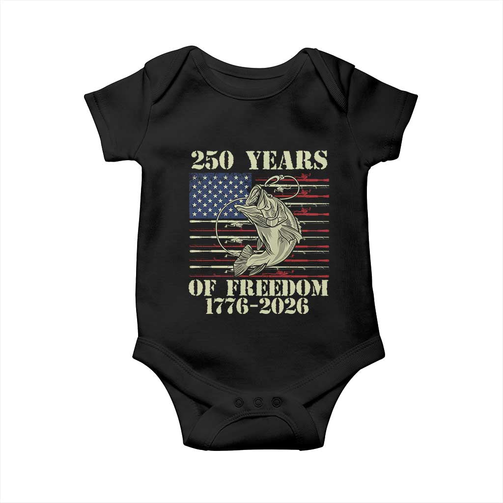 America 250th Bass Fishing American Flag Baby Onesie