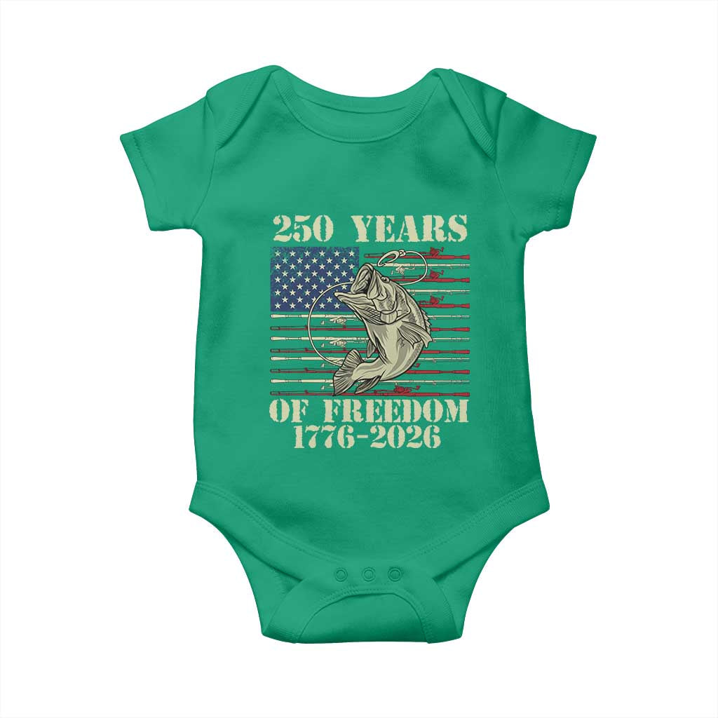America 250th Bass Fishing American Flag Baby Onesie
