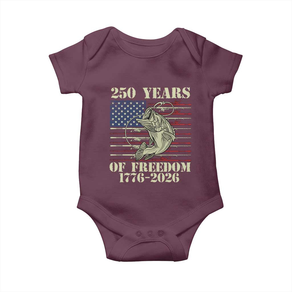 America 250th Bass Fishing American Flag Baby Onesie