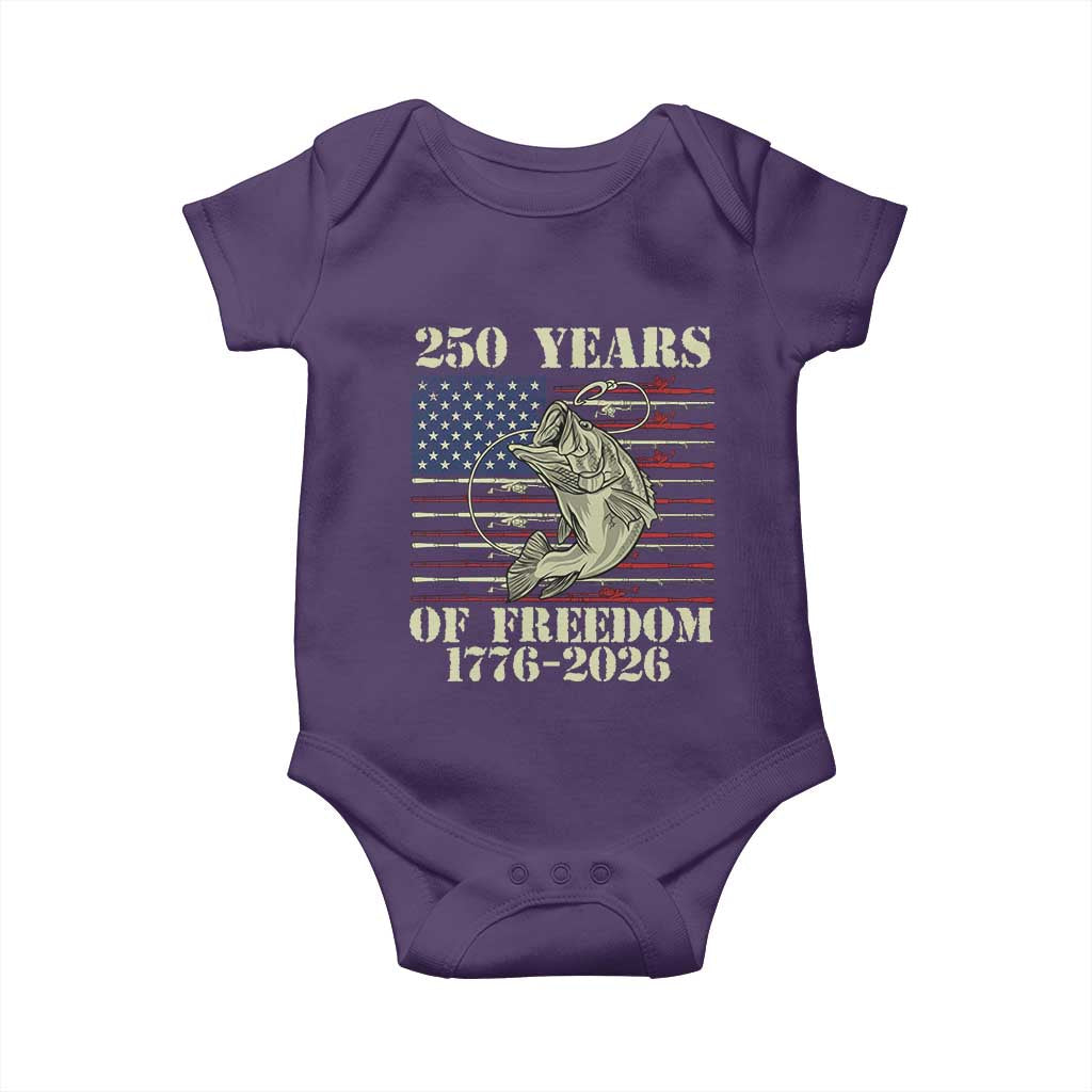 America 250th Bass Fishing American Flag Baby Onesie