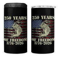 America 250th Bass Fishing American Flag 4 in 1 Can Cooler Tumbler