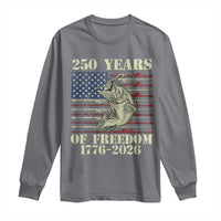 America 250th Bass Fishing American Flag Long Sleeve Shirt