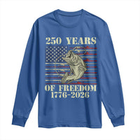 America 250th Bass Fishing American Flag Long Sleeve Shirt