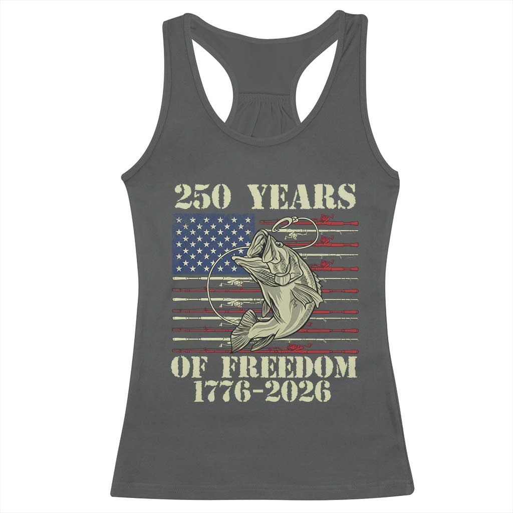 America 250th Bass Fishing American Flag Racerback Tank Top