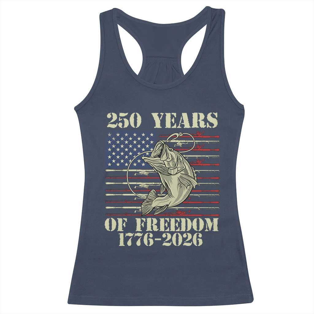 America 250th Bass Fishing American Flag Racerback Tank Top