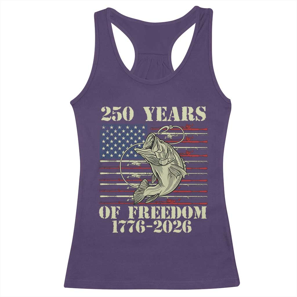 America 250th Bass Fishing American Flag Racerback Tank Top