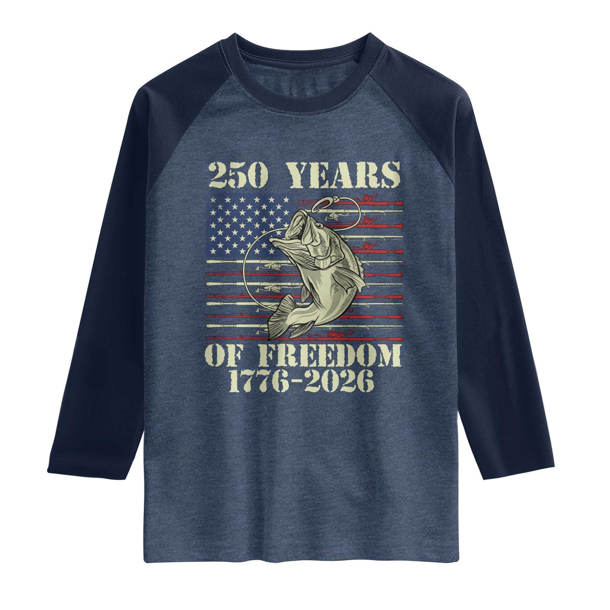 America 250th Bass Fishing American Flag Raglan Shirt