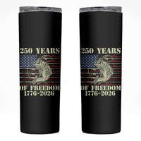 America 250th Bass Fishing American Flag Skinny Tumbler