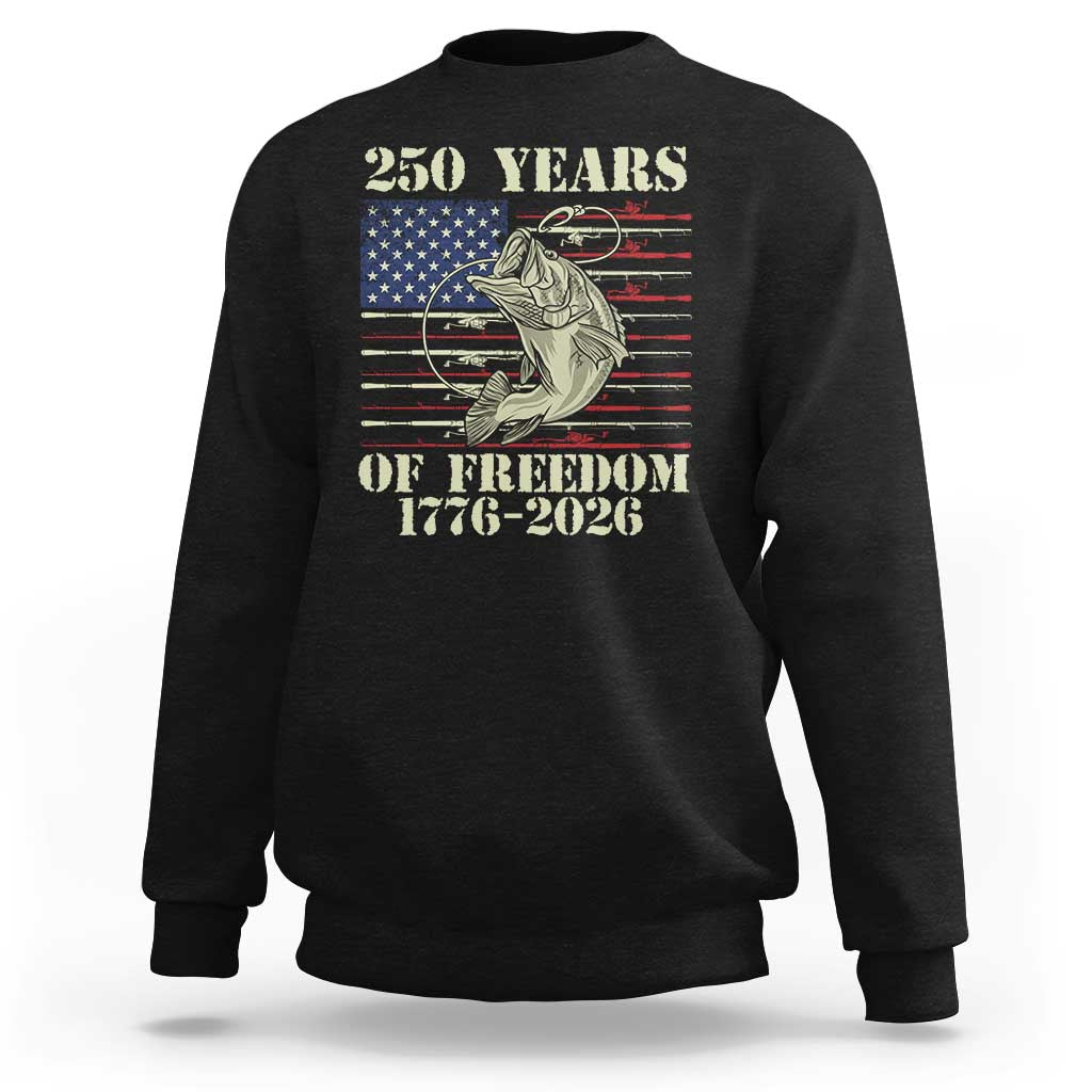 America 250th Bass Fishing American Flag Sweatshirt