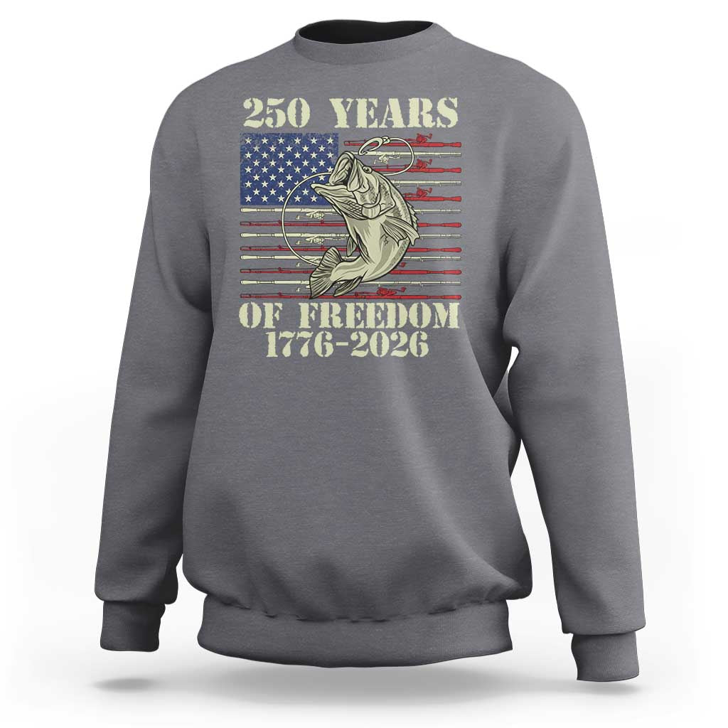 America 250th Bass Fishing American Flag Sweatshirt