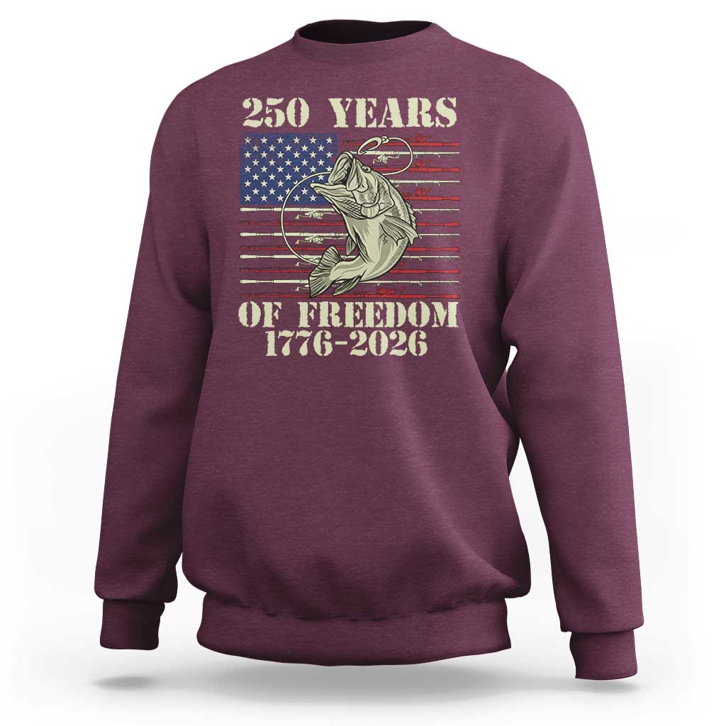 America 250th Bass Fishing American Flag Sweatshirt