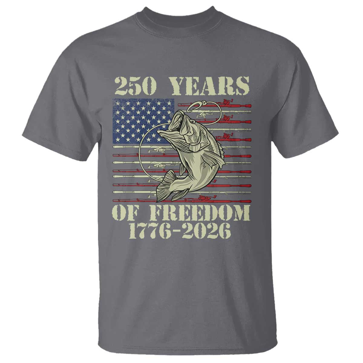America 250th Bass Fishing American Flag T Shirt