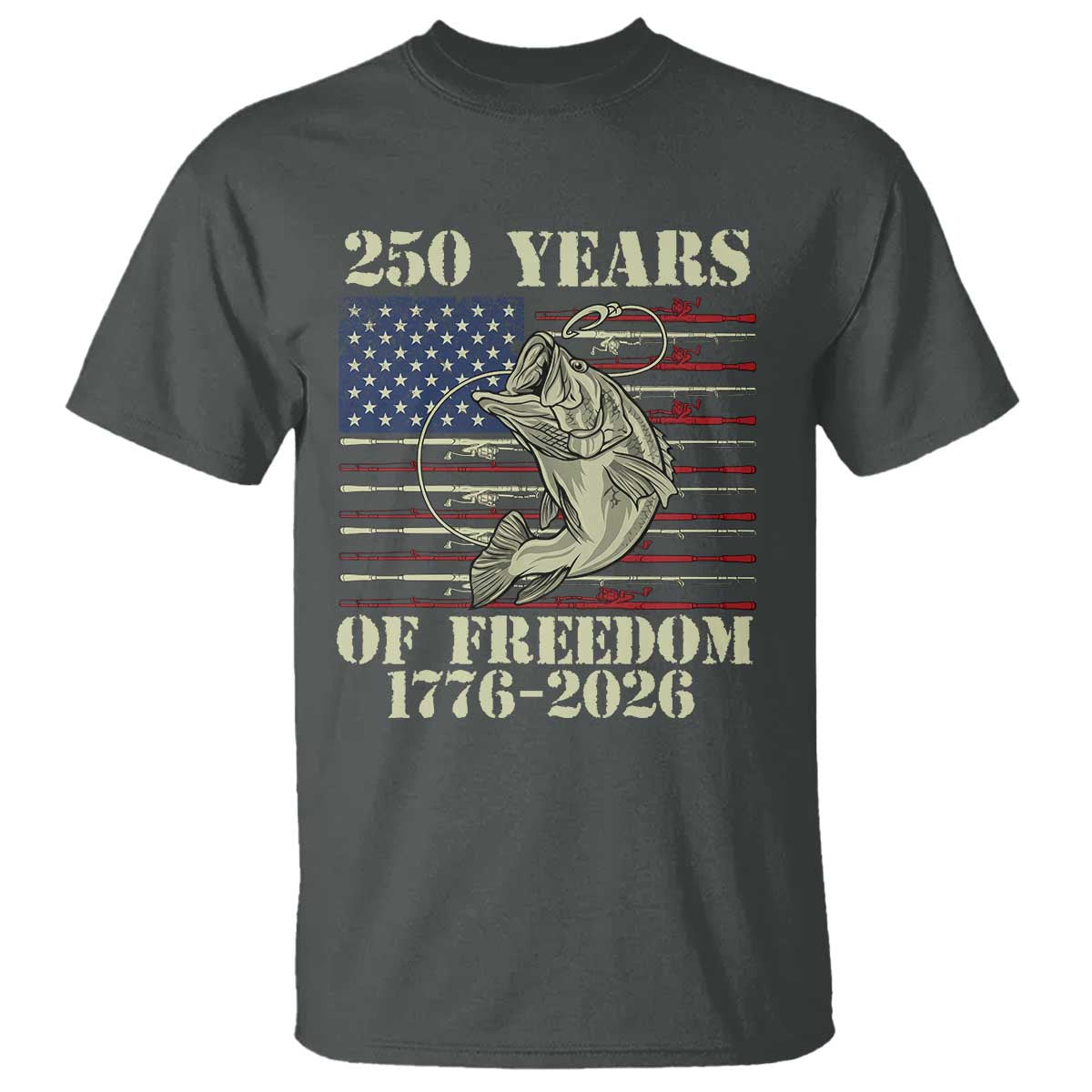 America 250th Bass Fishing American Flag T Shirt