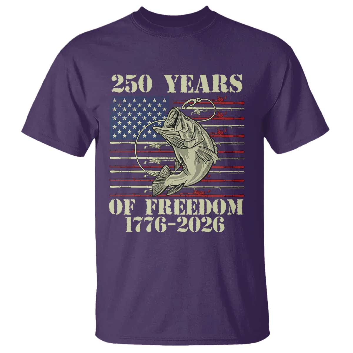 America 250th Bass Fishing American Flag T Shirt