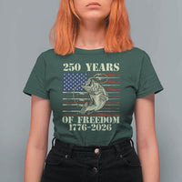 America 250th Bass Fishing American Flag T Shirt For Women