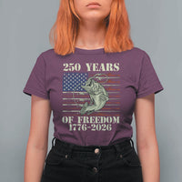 America 250th Bass Fishing American Flag T Shirt For Women