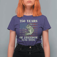 America 250th Bass Fishing American Flag T Shirt For Women