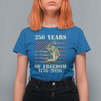 America 250th Bass Fishing American Flag T Shirt For Women