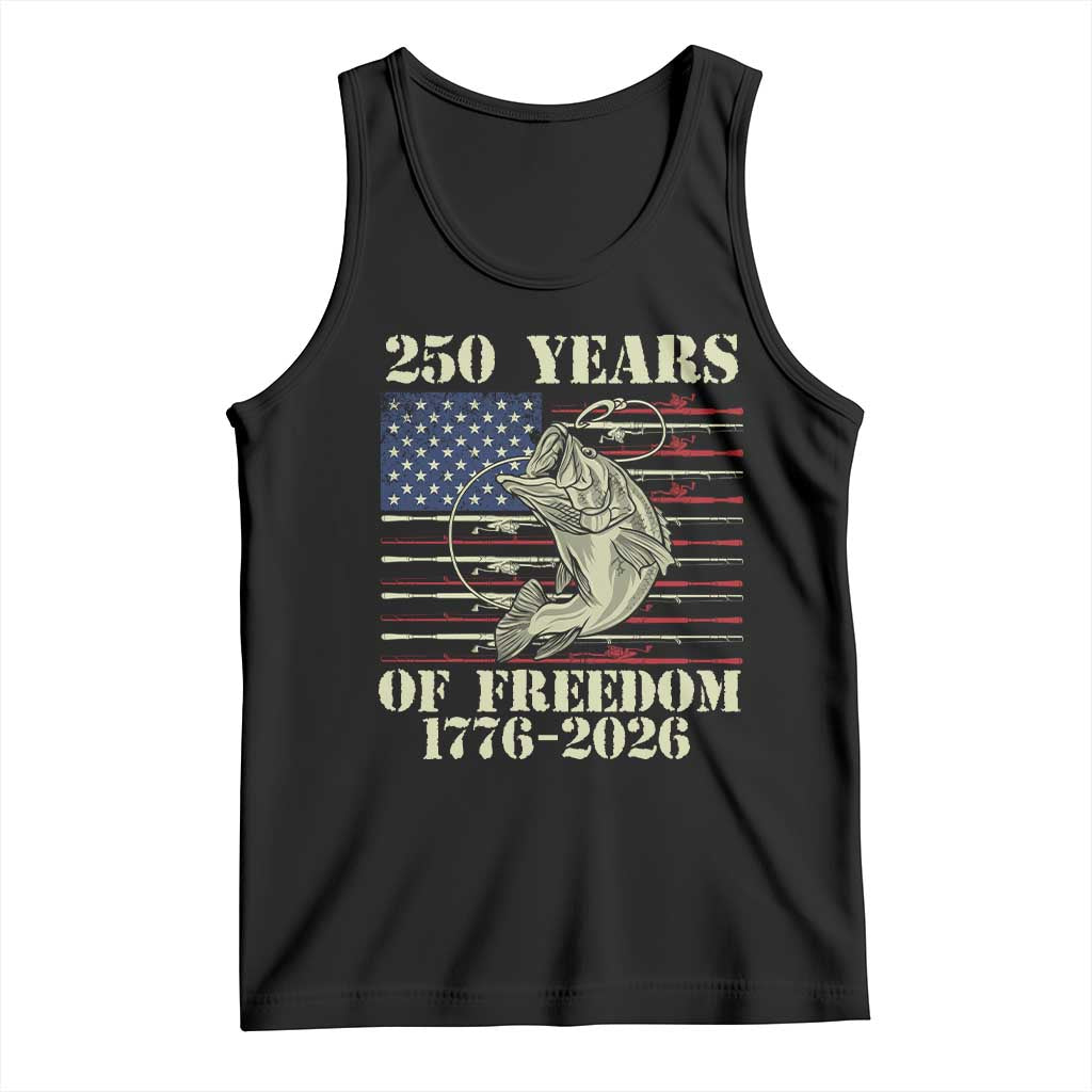 America 250th Bass Fishing American Flag Tank Top