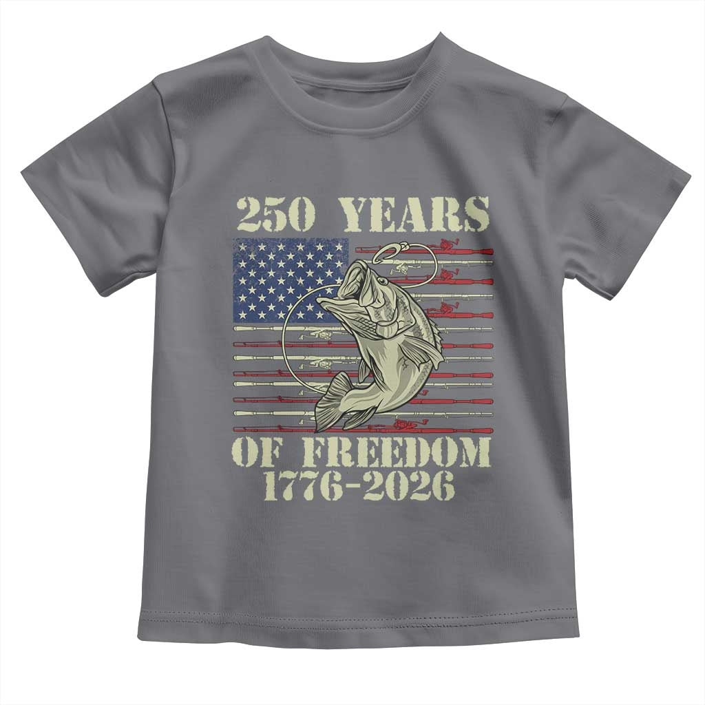 America 250th Bass Fishing American Flag Toddler T Shirt