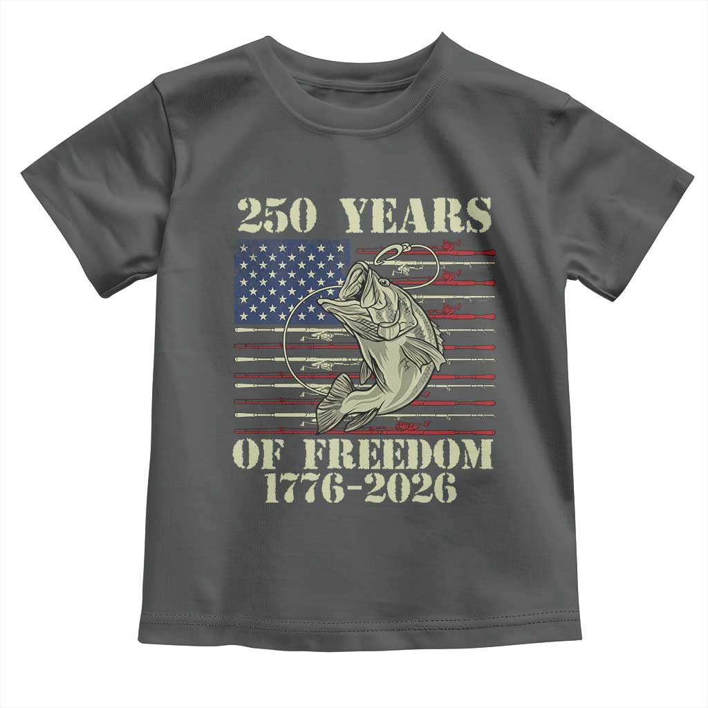America 250th Bass Fishing American Flag Toddler T Shirt