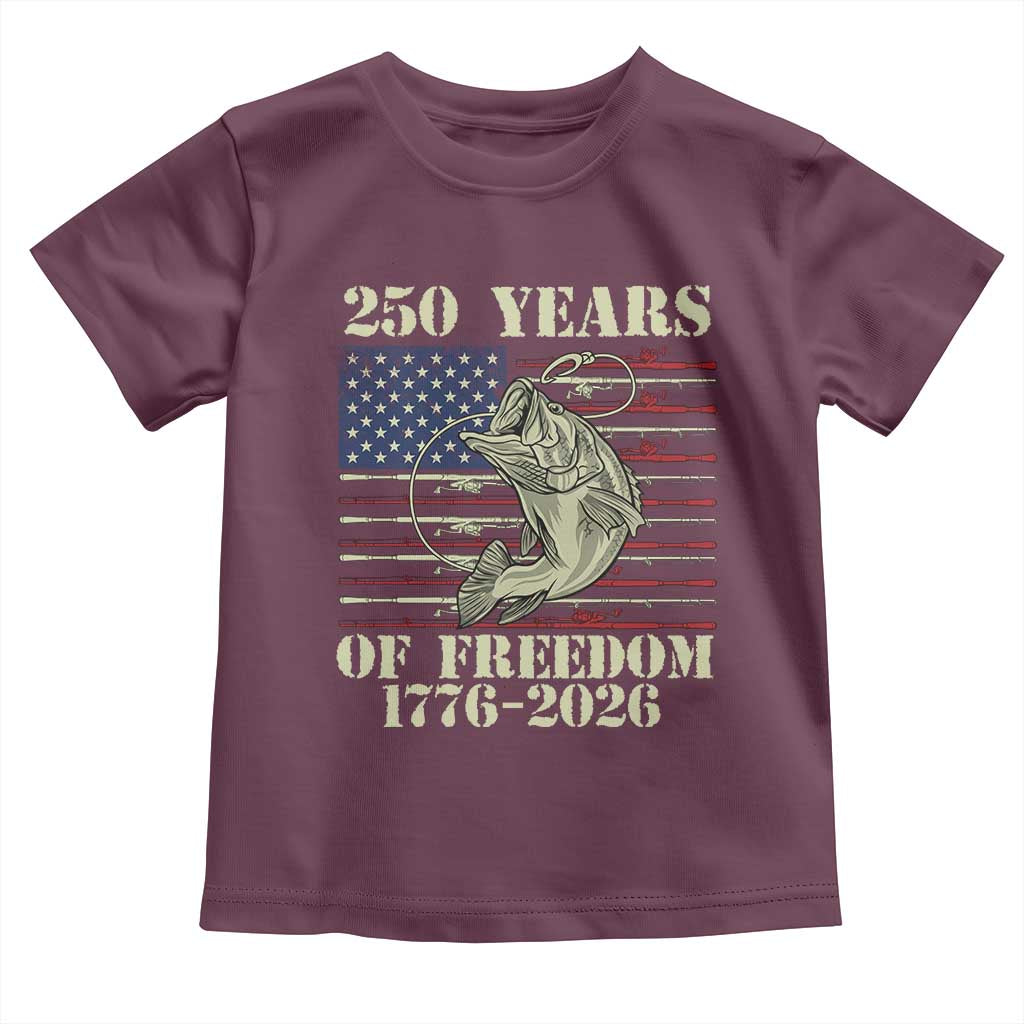 America 250th Bass Fishing American Flag Toddler T Shirt