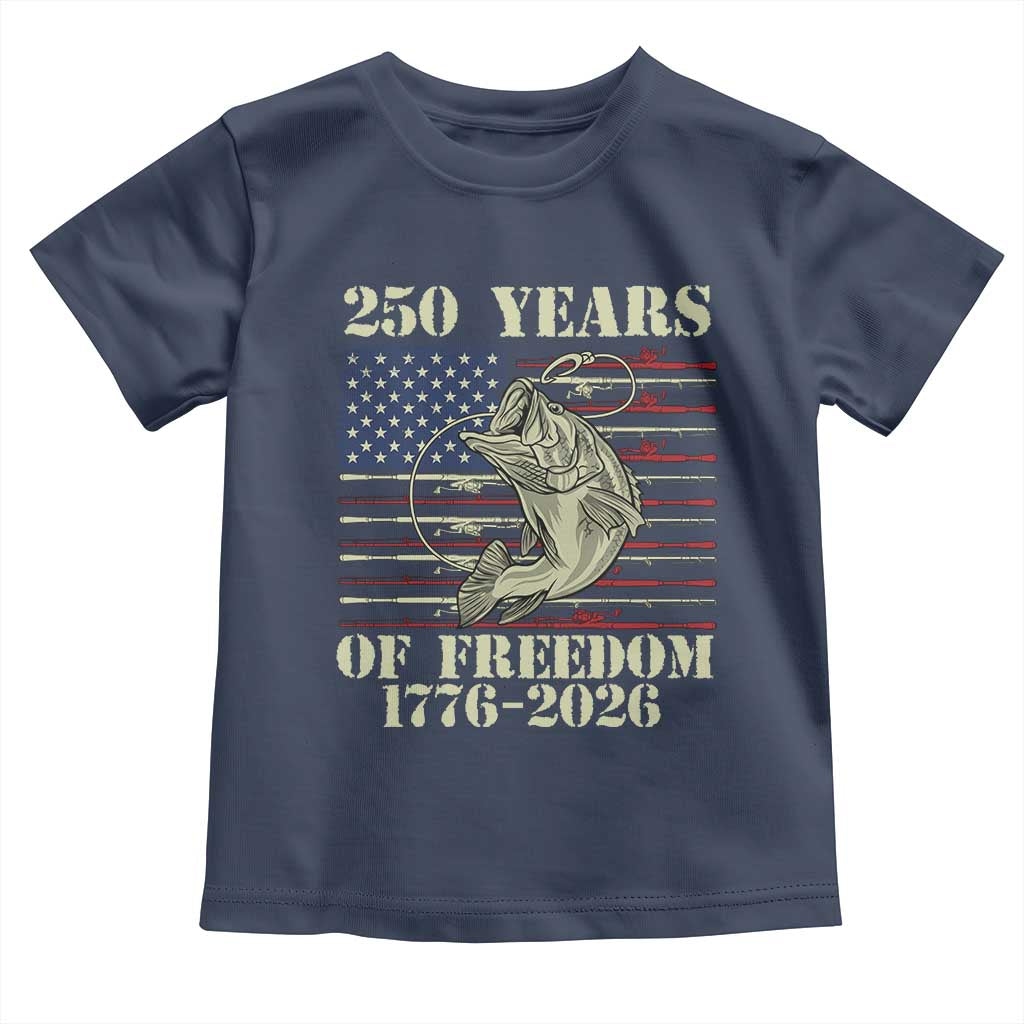 America 250th Bass Fishing American Flag Toddler T Shirt