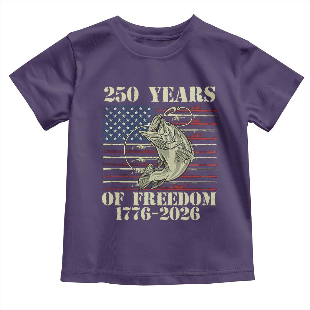 America 250th Bass Fishing American Flag Toddler T Shirt