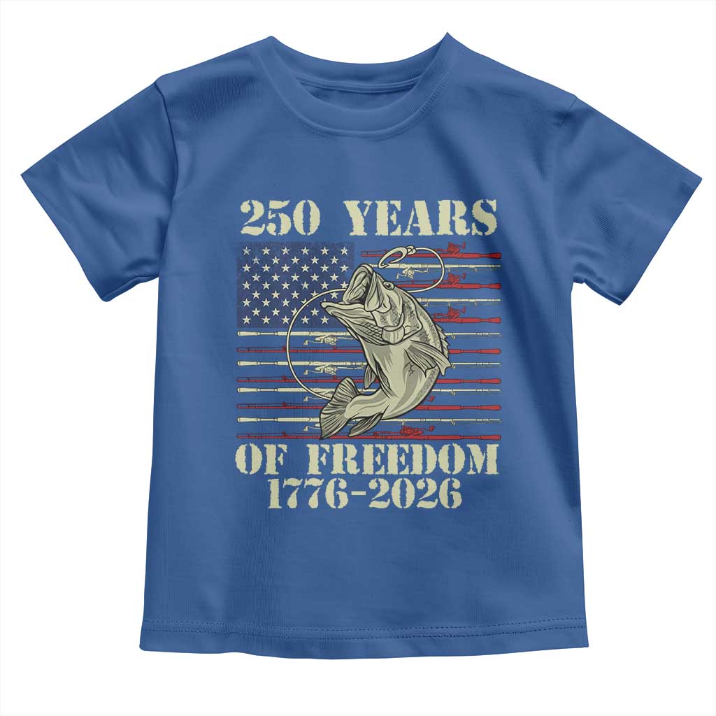 America 250th Bass Fishing American Flag Toddler T Shirt