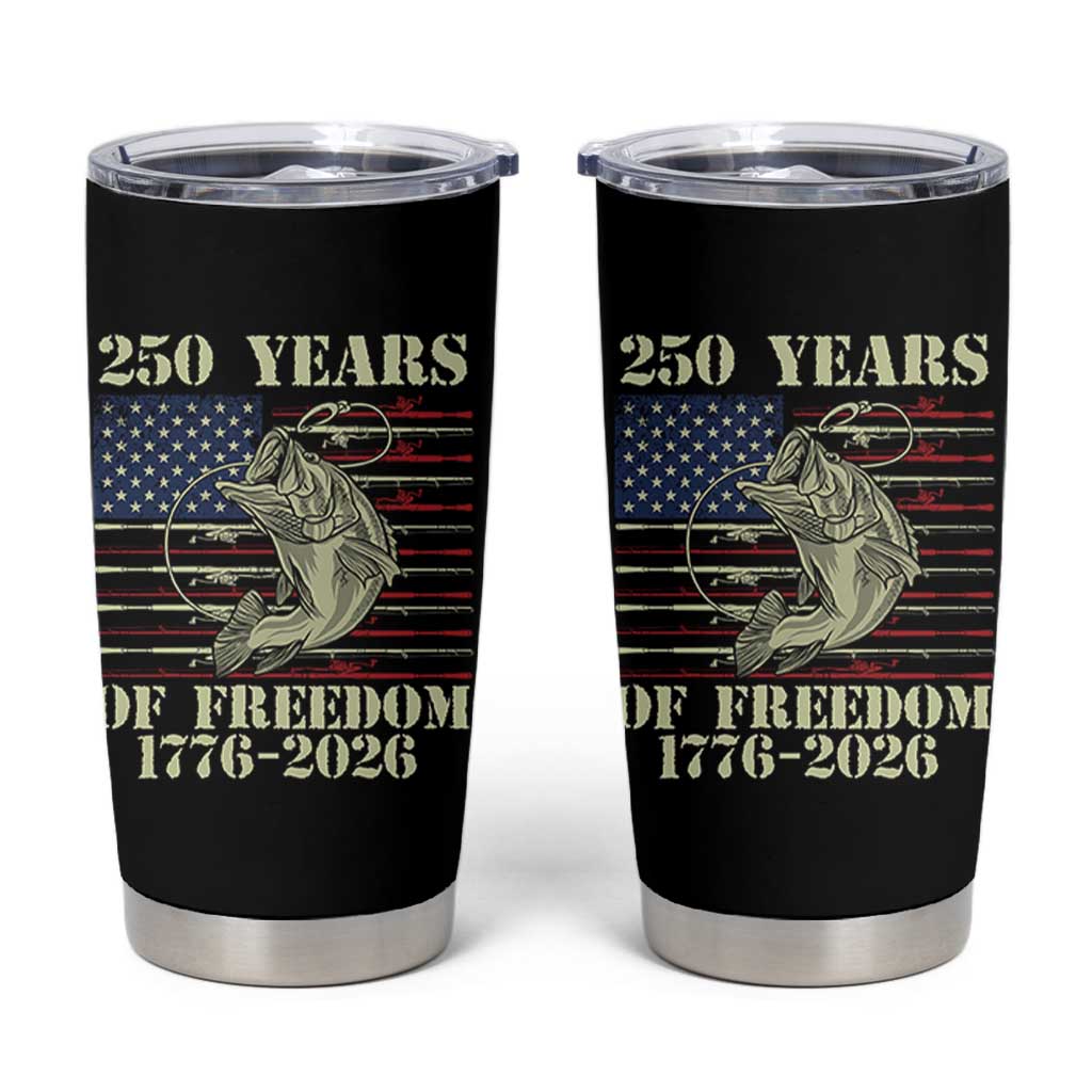 America 250th Bass Fishing American Flag Tumbler Cup