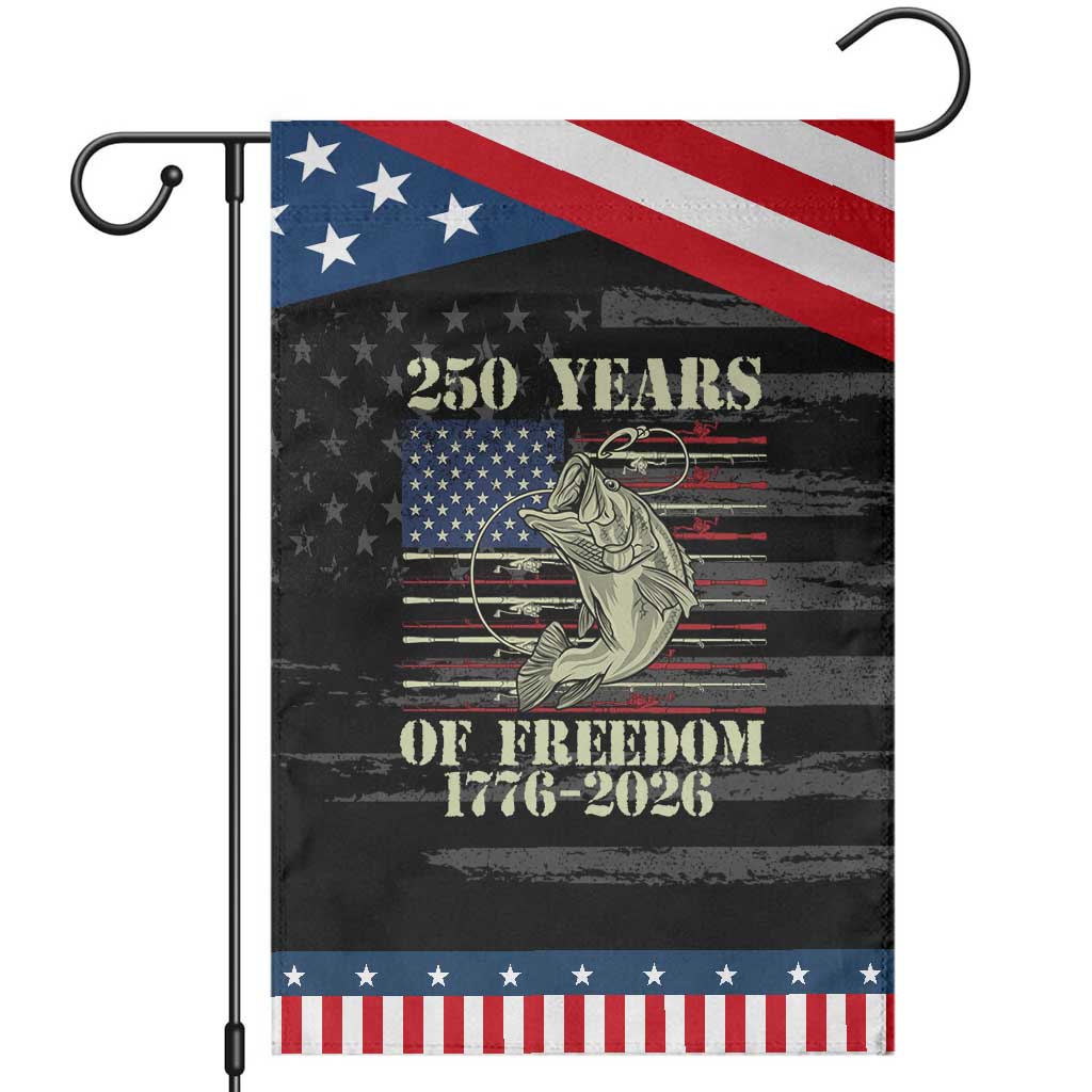 America 250th Bass Fishing American Flag Patriotic Garden Flag